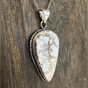 Natural Wild Horse Sterling Silver Pendant Necklace (18”)